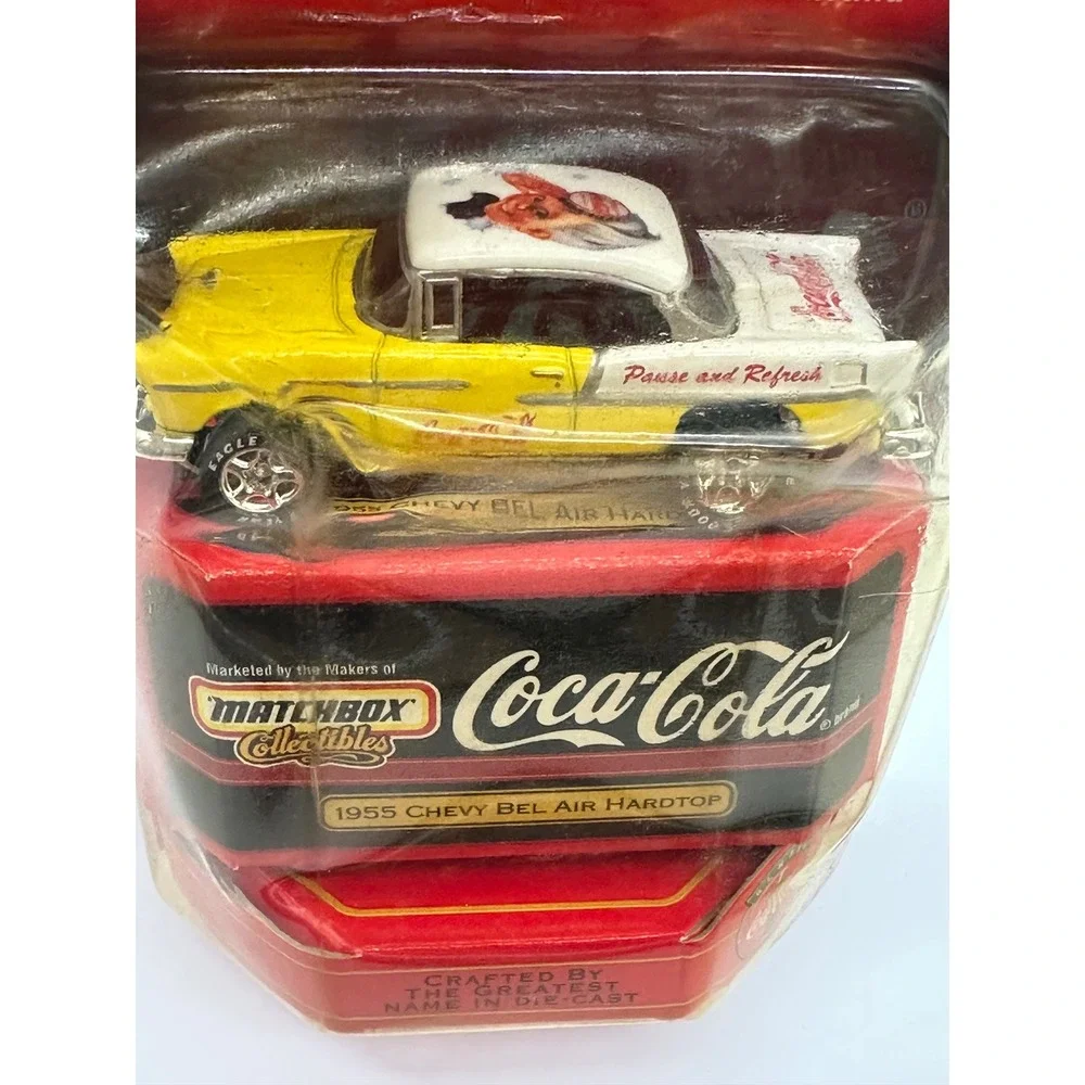 Matchbox Premiere Coca-Cola 1955 Chevy Bel Air Hardtop 1/64 Yellow Diecast NIB